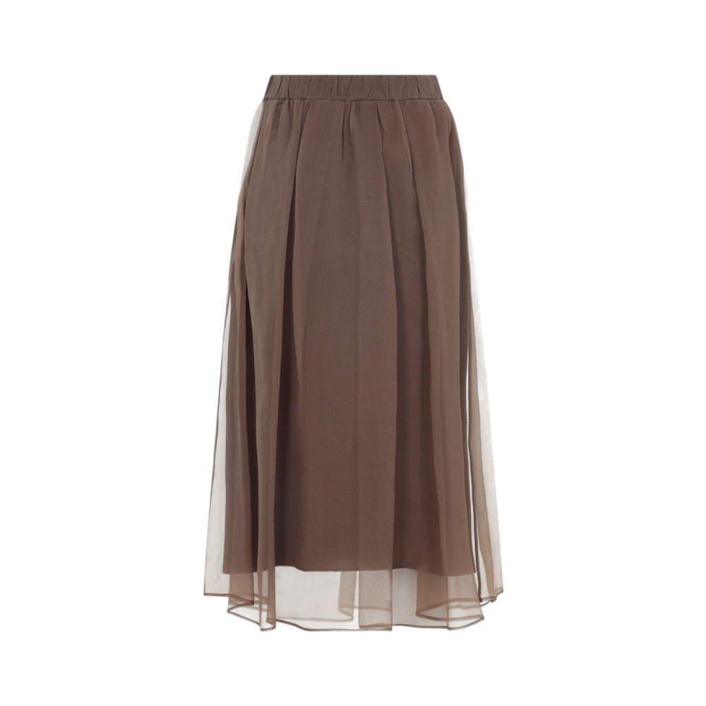 Brown Pleated Midi Skirt 2