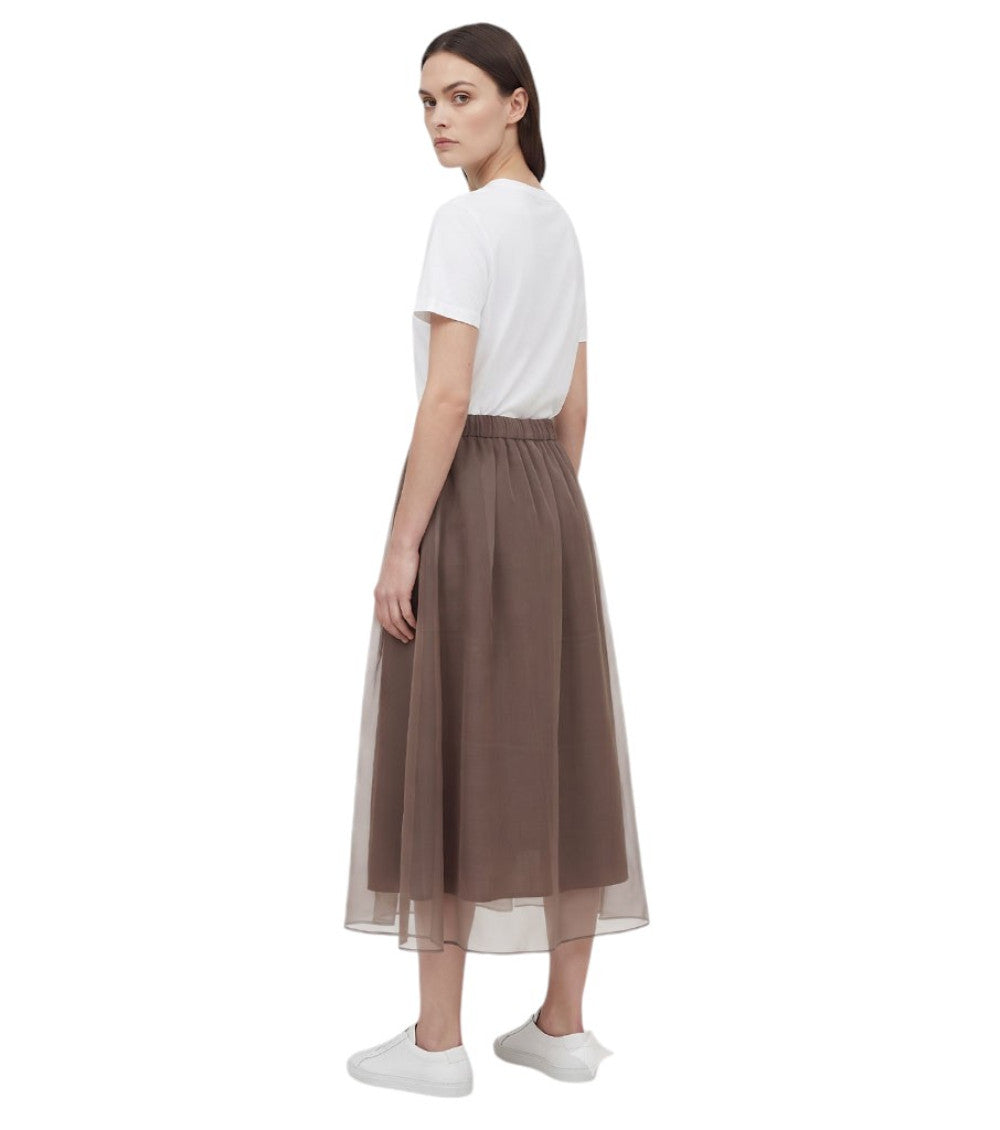 Brown Pleated Midi Skirt 4