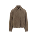 Brown Solid Suede Jacket 1
