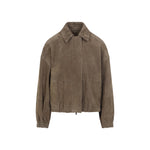 Brown Solid Suede Jacket 1