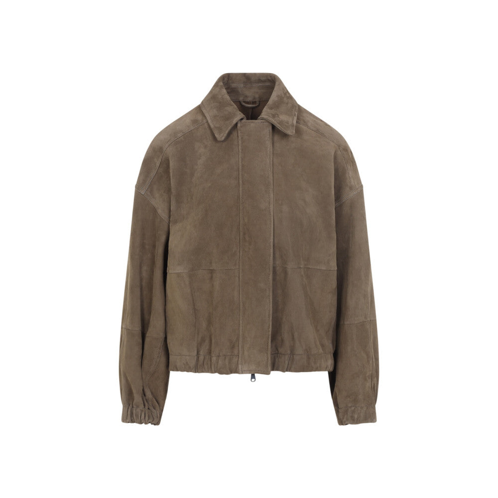 Brown Solid Suede Jacket 2
