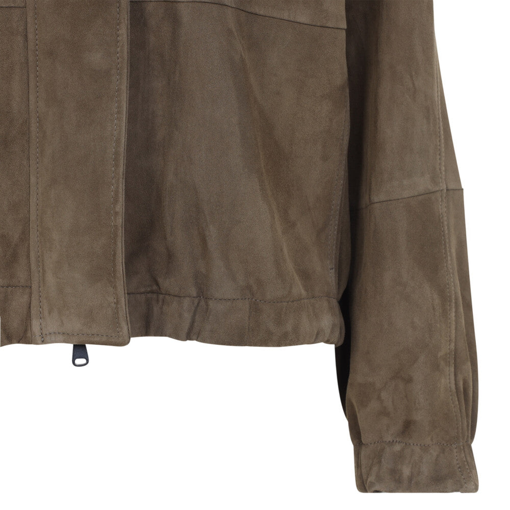 Brown Solid Suede Jacket 4
