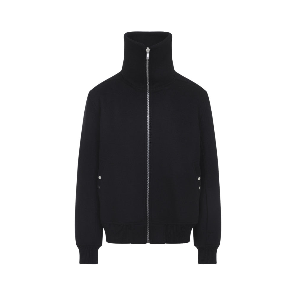 Black High Neck Wool Jacket 1