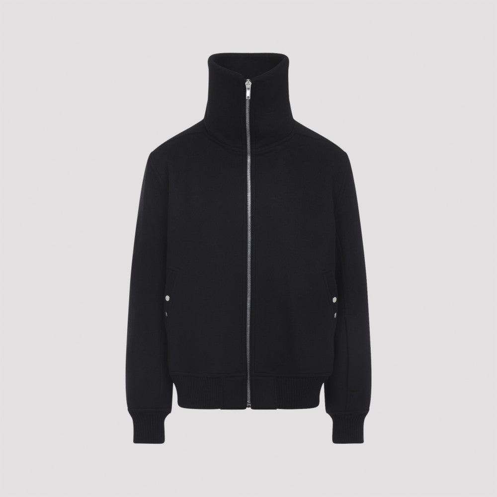 Black High Neck Wool Jacket 2