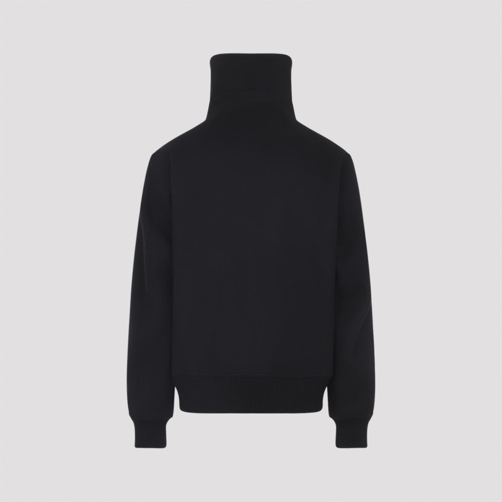 Black High Neck Wool Jacket 4