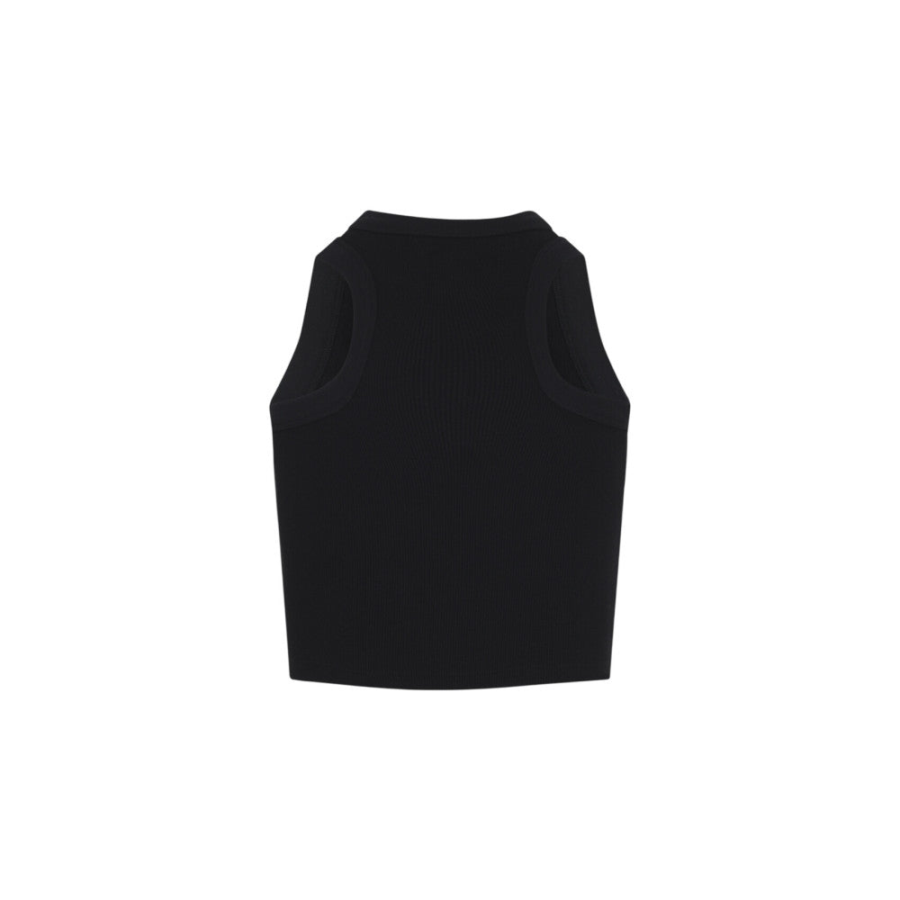 Black Logo Round Neck Top 2