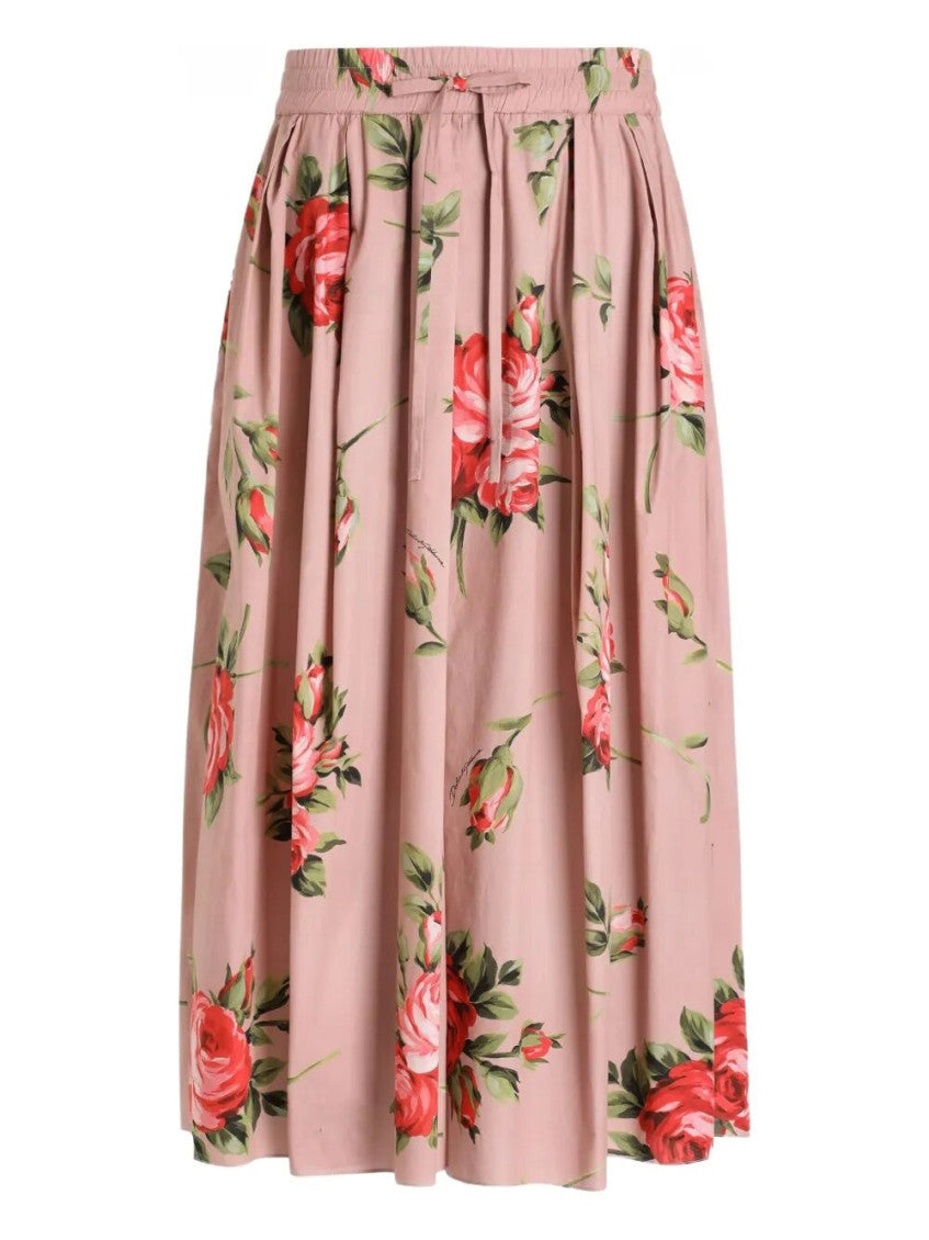 Pink Floral Midi Skirt 1