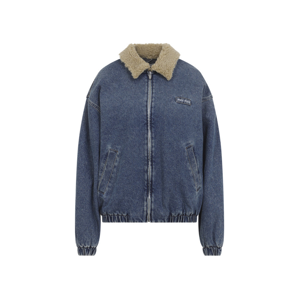 Blue Solid Shirt Collar Jacket 1