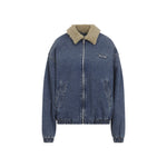 Blue Solid Shirt Collar Jacket 1