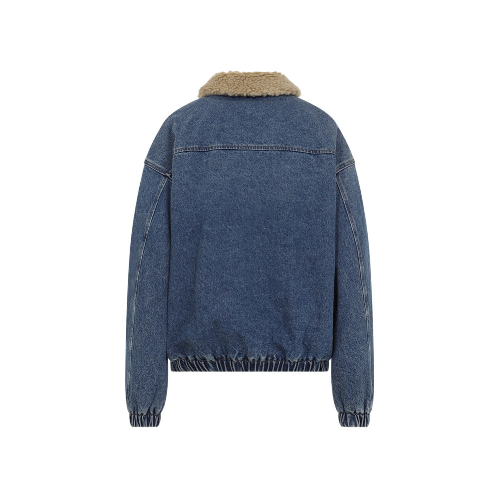 Blue Solid Shirt Collar Jacket 2