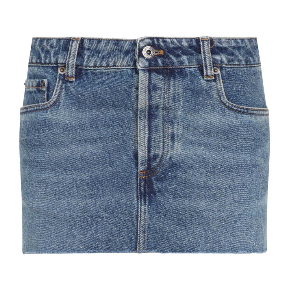 Blue Solid Mini Skirt 1