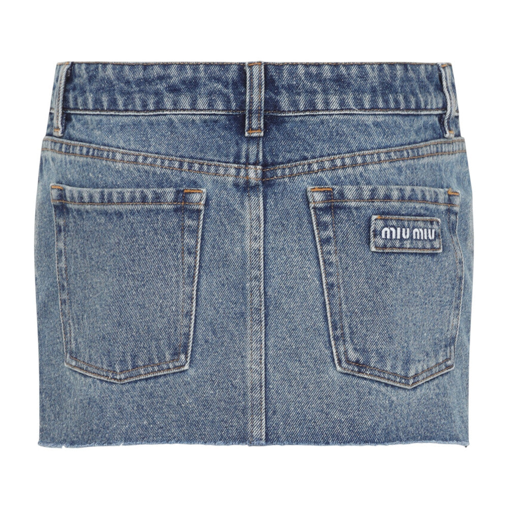 Blue Solid Mini Skirt 2