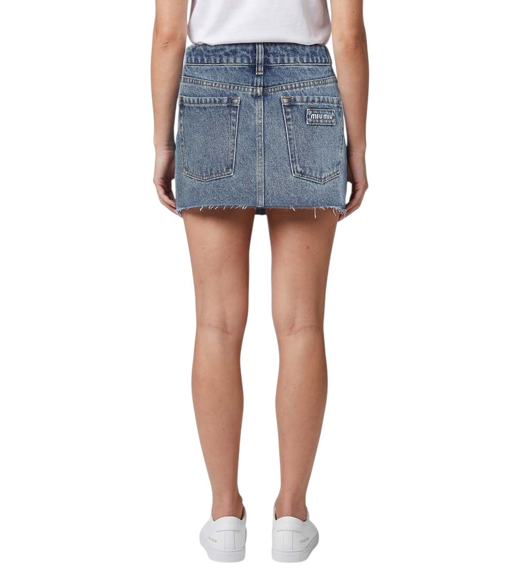 Blue Solid Mini Skirt 4