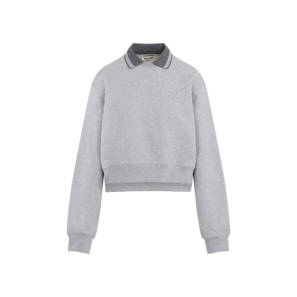 Grey Collar Logo Sweatshirt 1