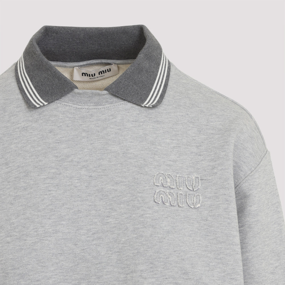 Grey Collar Logo Sweatshirt 5