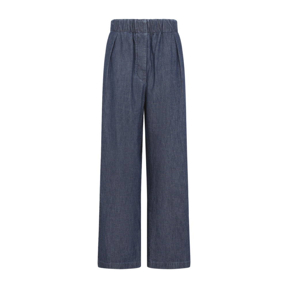 Navy Blue Relaxed Pleated Trousers 1