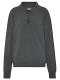 Grey Solid Shirt Collar Sweater 1