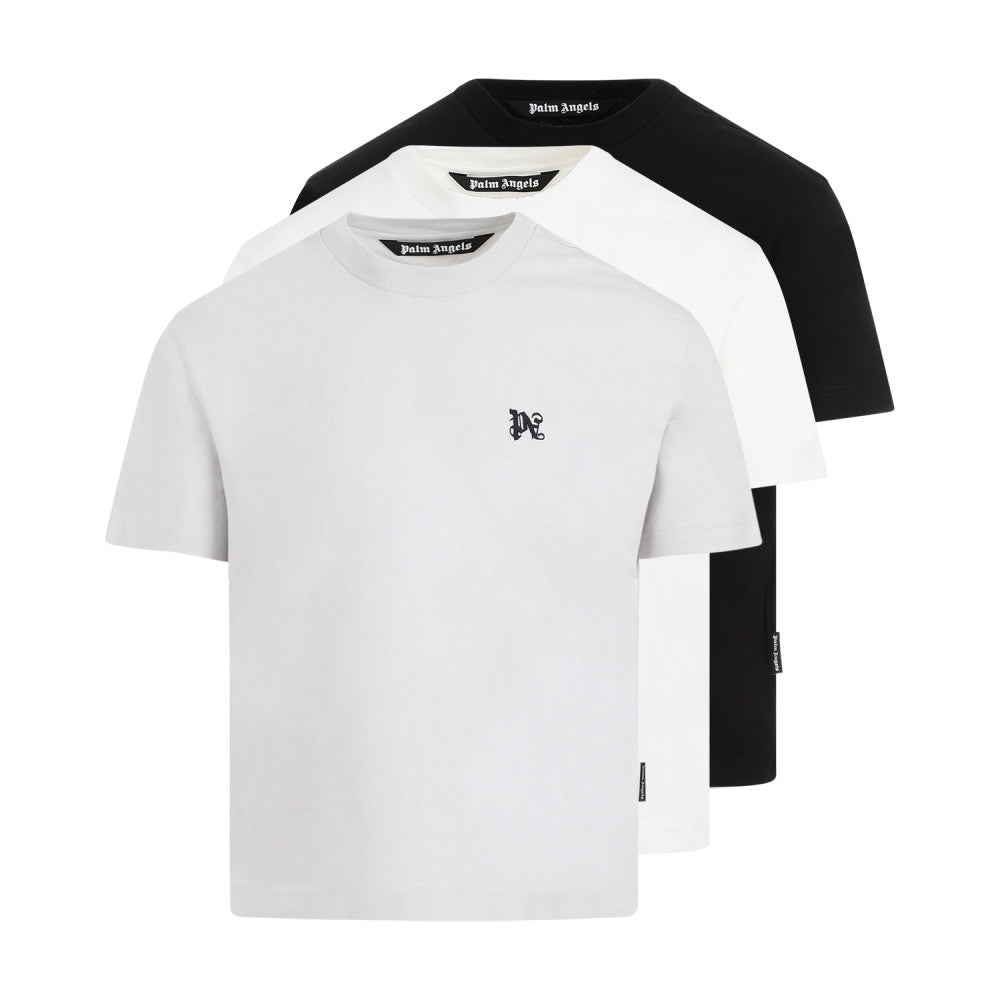 Multicolor Cotton Monogram Tripack Tee Sets 1