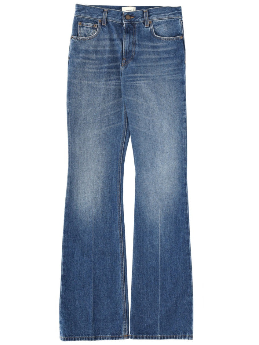 Blue Flared High Rise Jeans 1