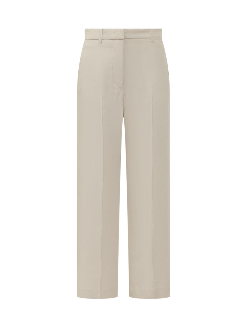 Beige Straight Flat Front Pants 1
