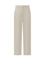 Beige Straight Flat Front Pants 1