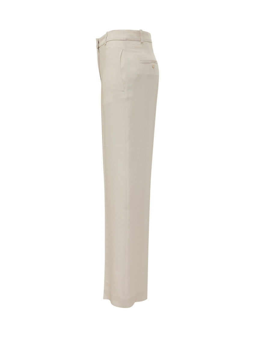 Beige Straight Flat Front Pants 3