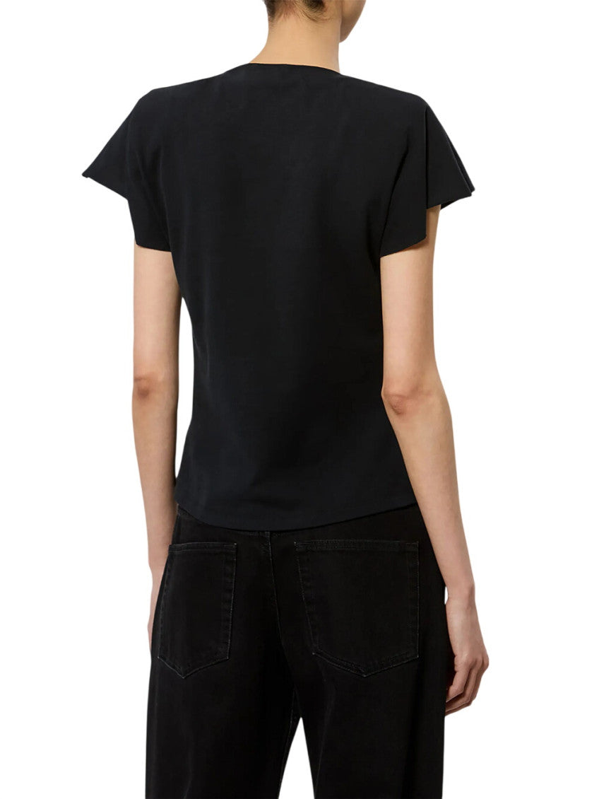 Black Solid V Neck T-Shirt 4