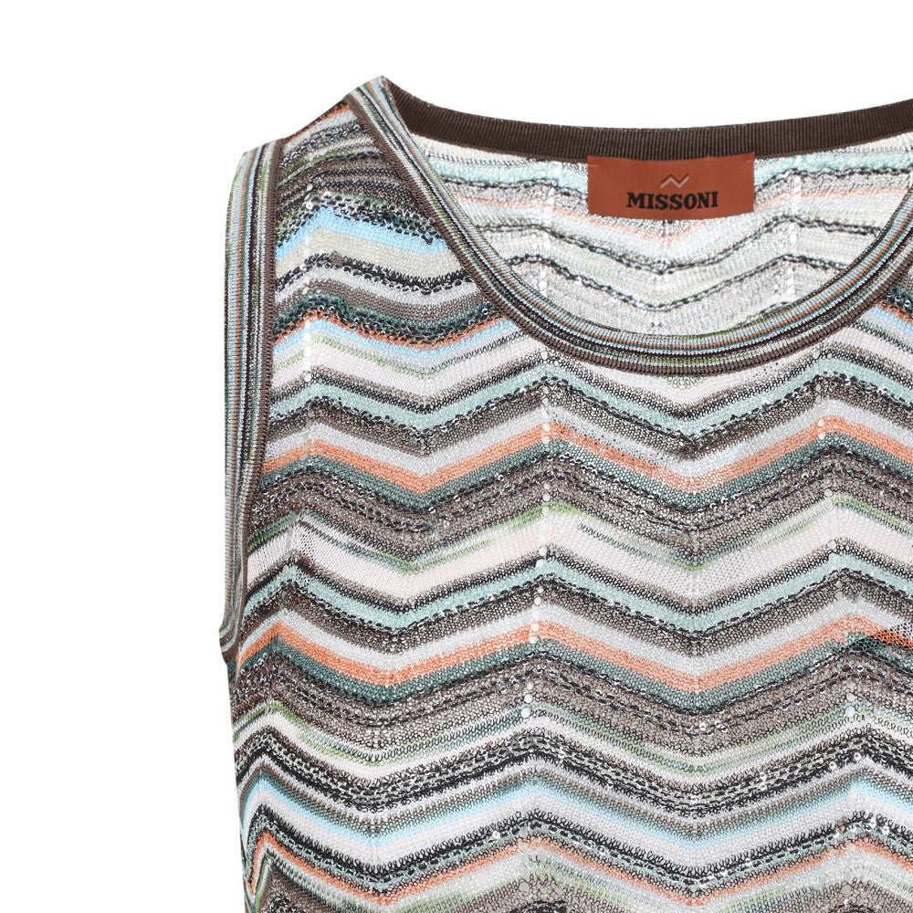 Multicolor Chevron Round Neck Top 3