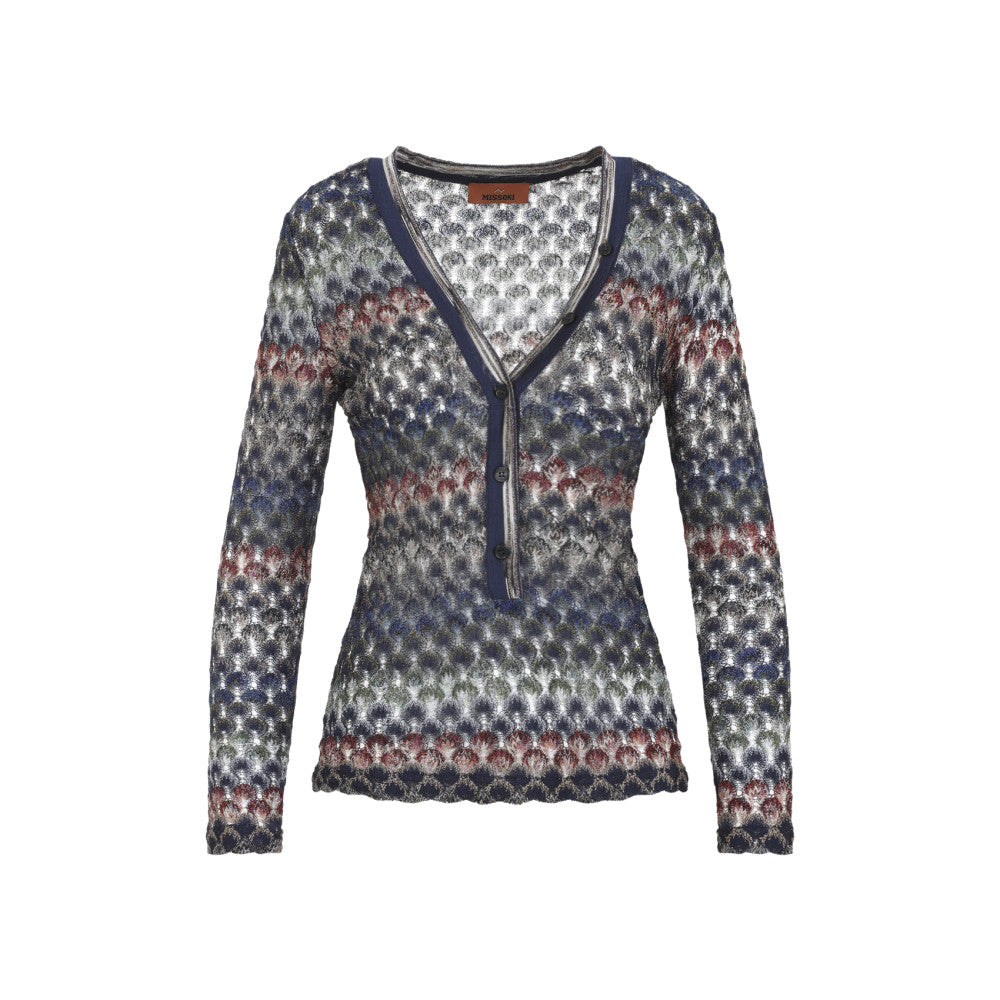 Grey Knitted V Neck Sweater 1