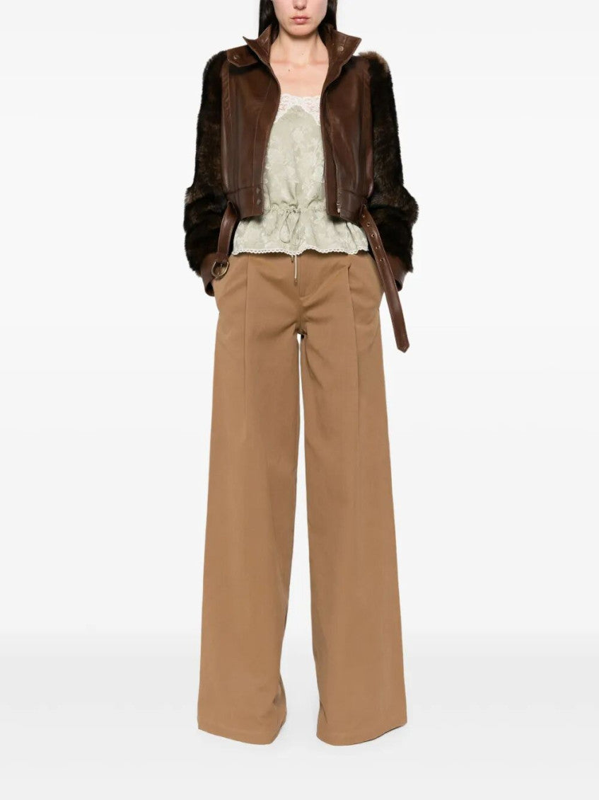 Brown High-rise Wide-leg Pants 2