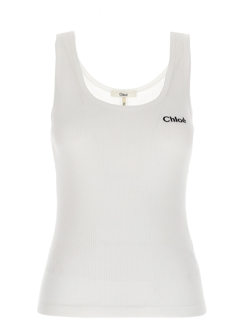 White Logo Tank Top In Jersey 1