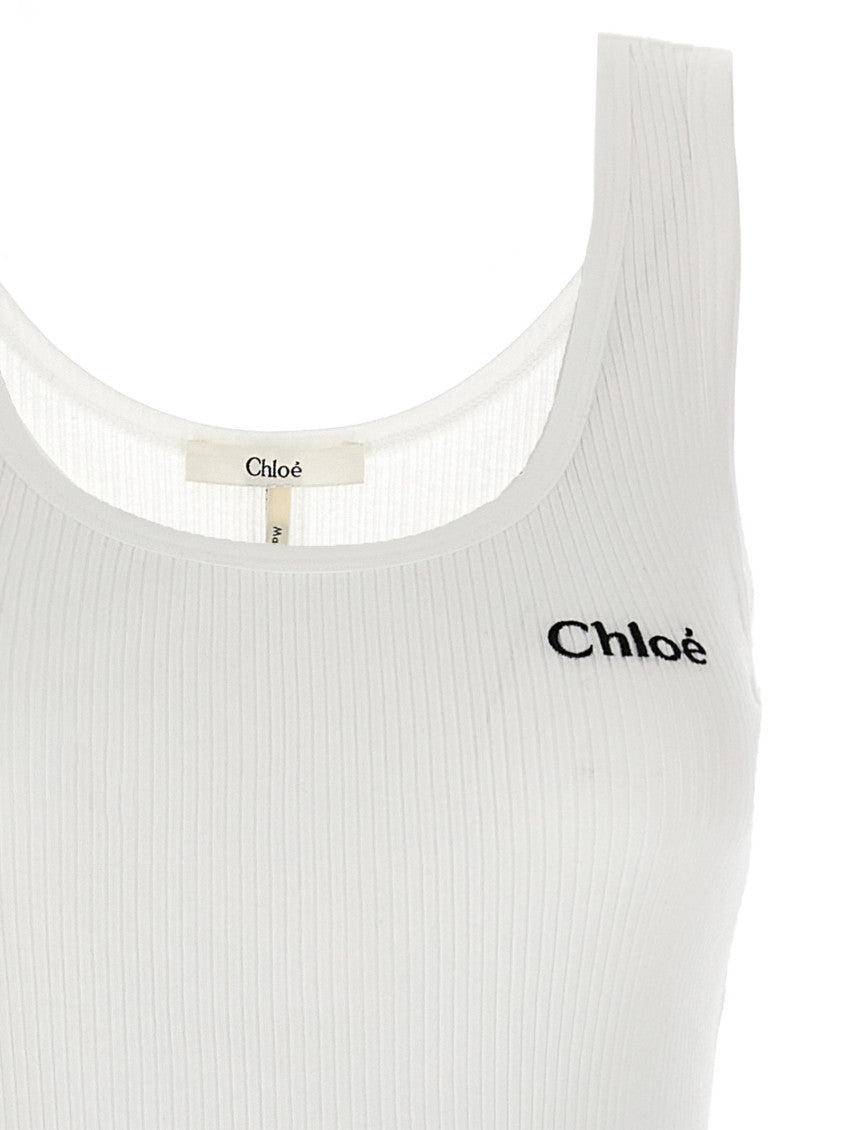 White Logo Tank Top In Jersey 3