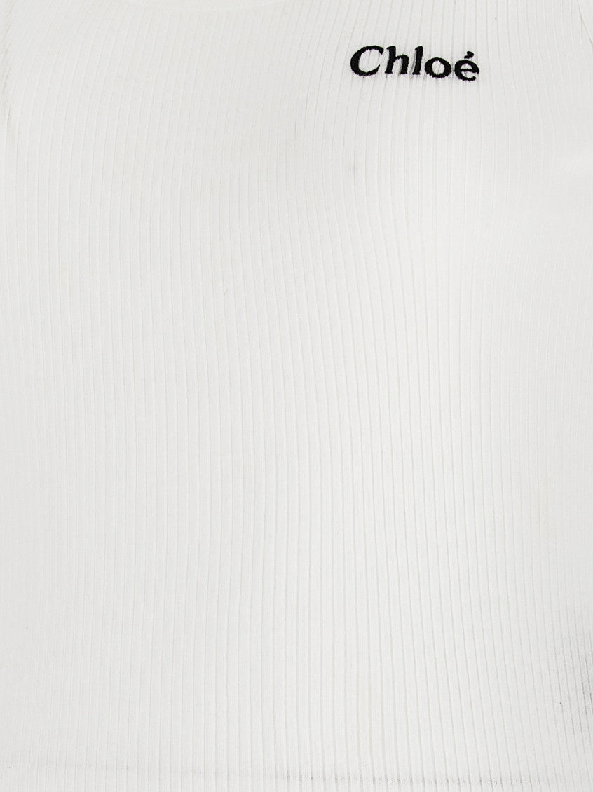 White Logo Tank Top In Jersey 4