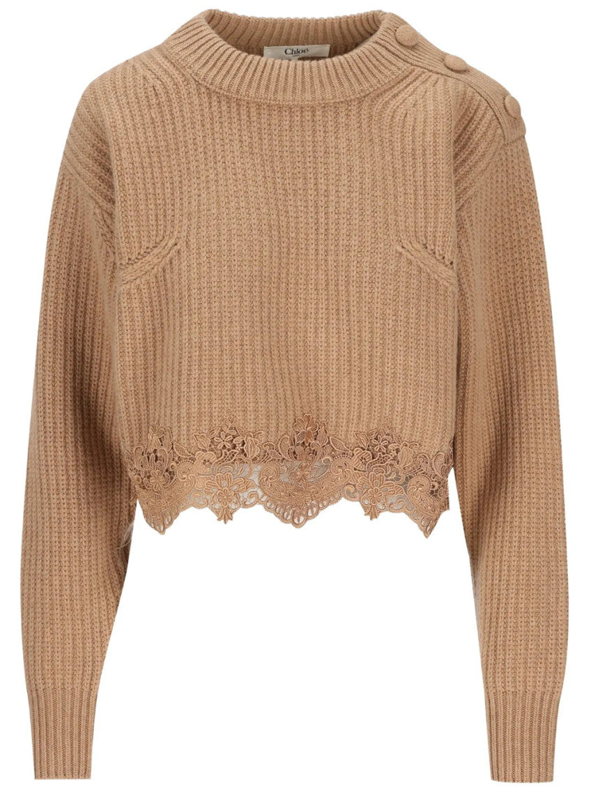 Brown Knitted Crew Neck Sweater 1