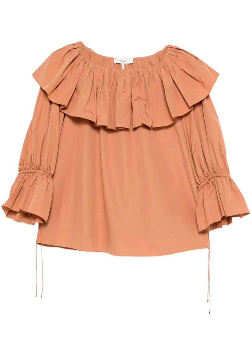 Orange Round Neck Ruffled Top 1