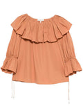 Orange Round Neck Ruffled Top 1