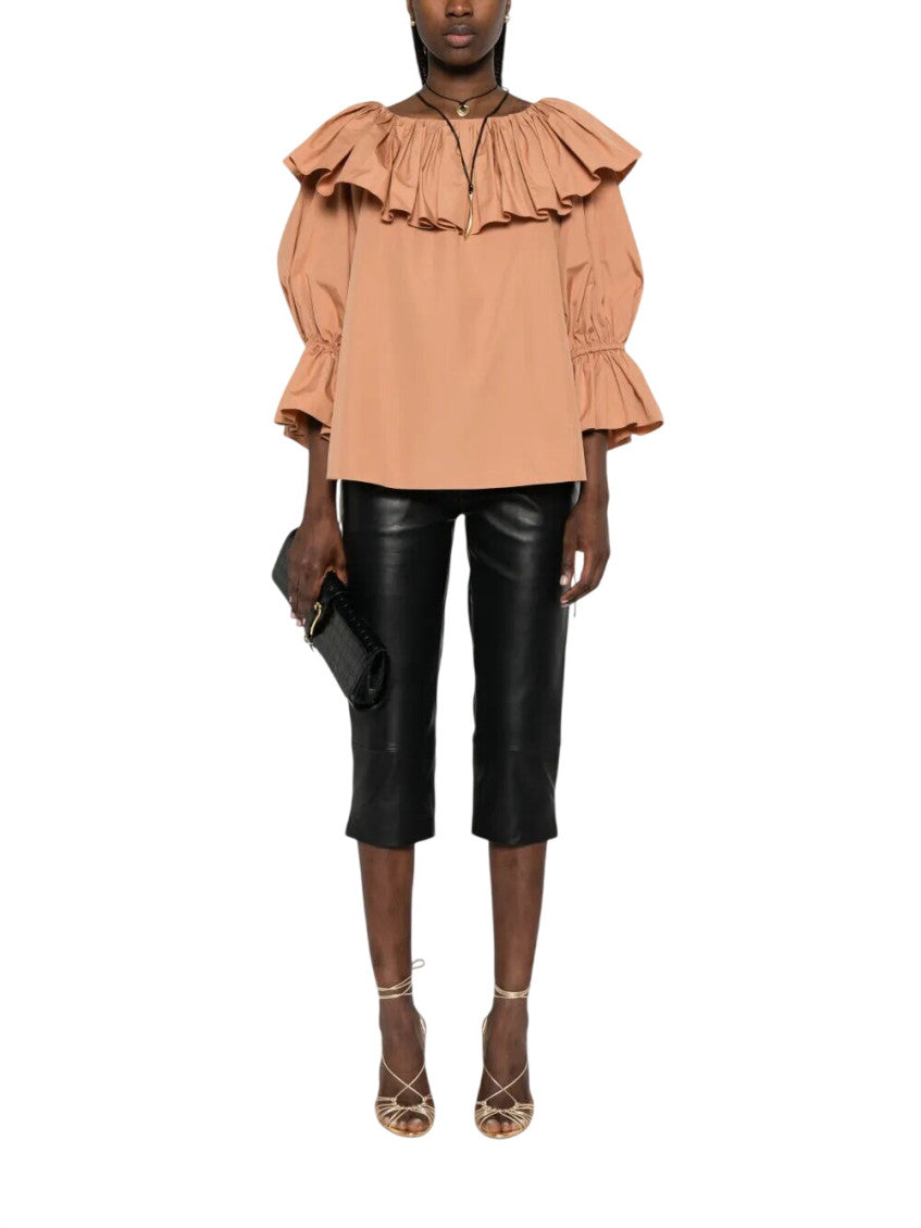Orange Round Neck Ruffled Top 2