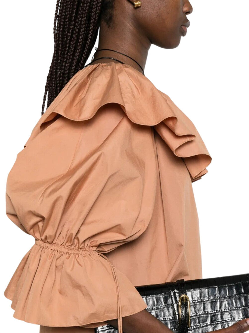Orange Round Neck Ruffled Top 4