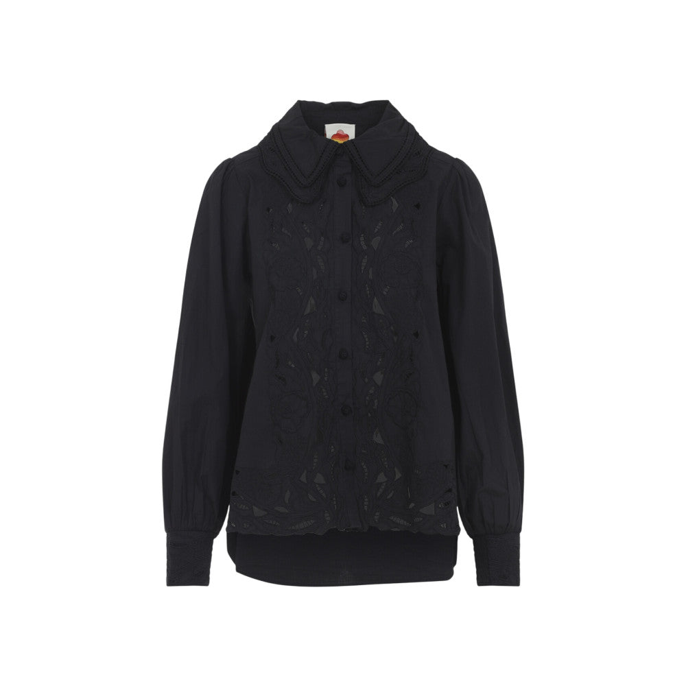 Black Regular Embroidered Shirt 3