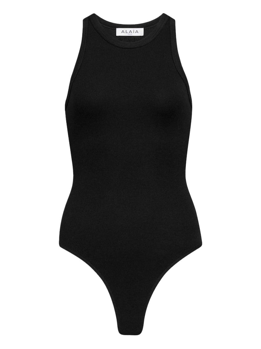 Black Sculpting Rib Jersey Bodysuit 1