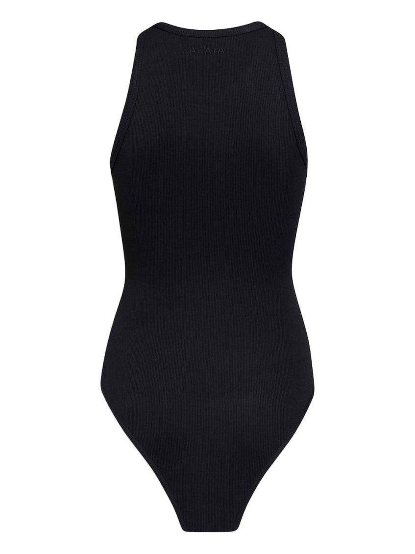 Black Sculpting Rib Jersey Bodysuit 2