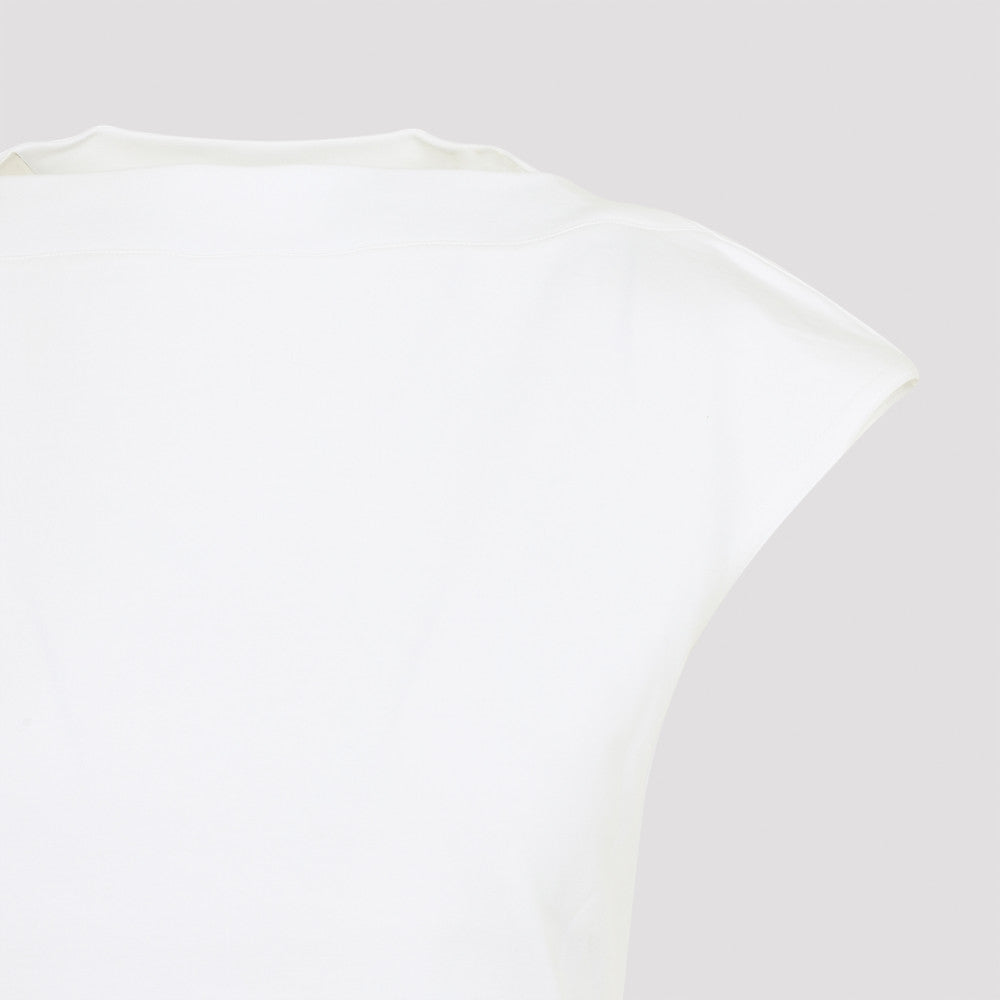 White Boat-neckline T-shirt 5