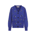 Blue Floral V Neck Sweater 1