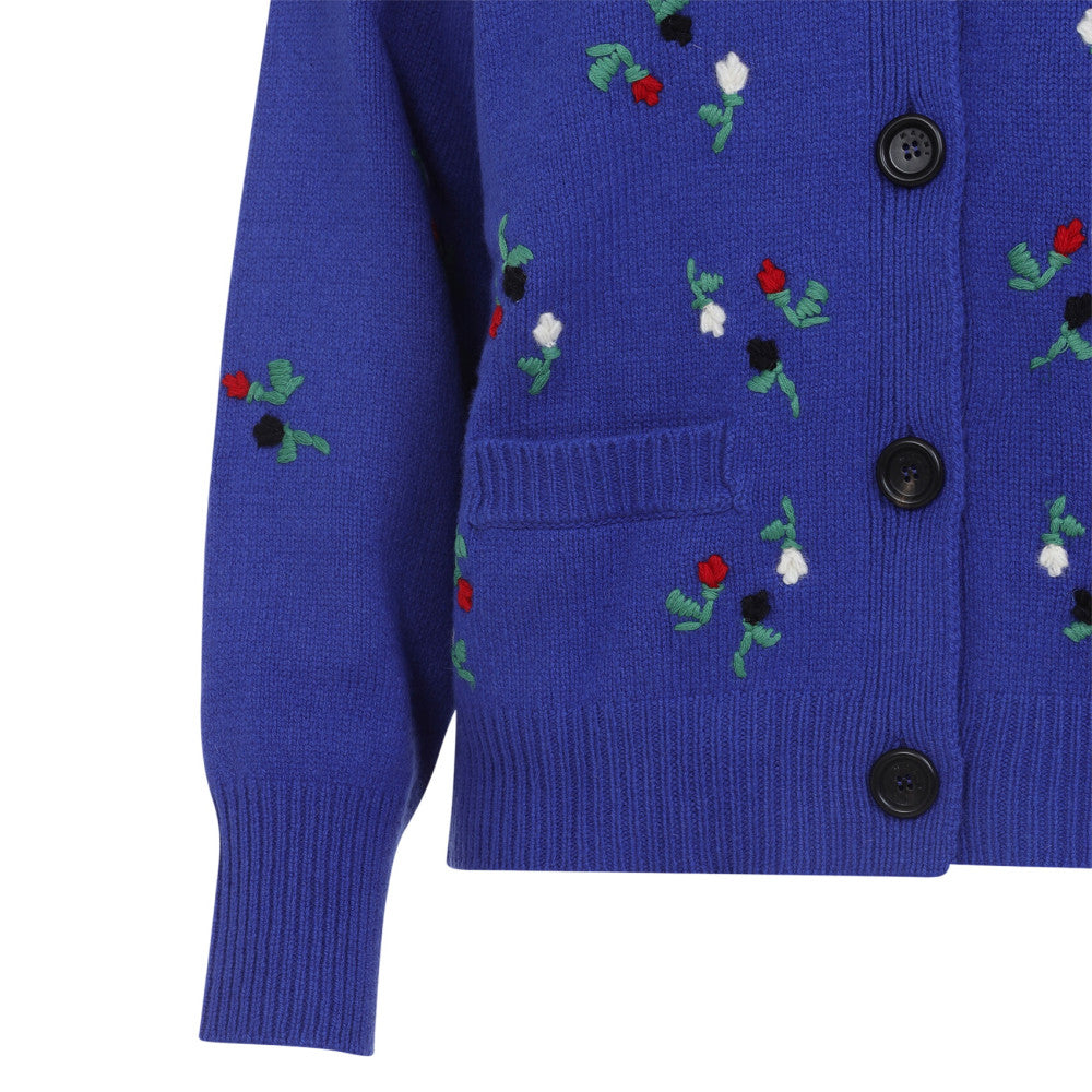 Blue Floral V Neck Sweater 3