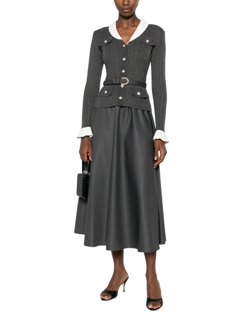 Grey Solid V Neck Maxi Dress 2