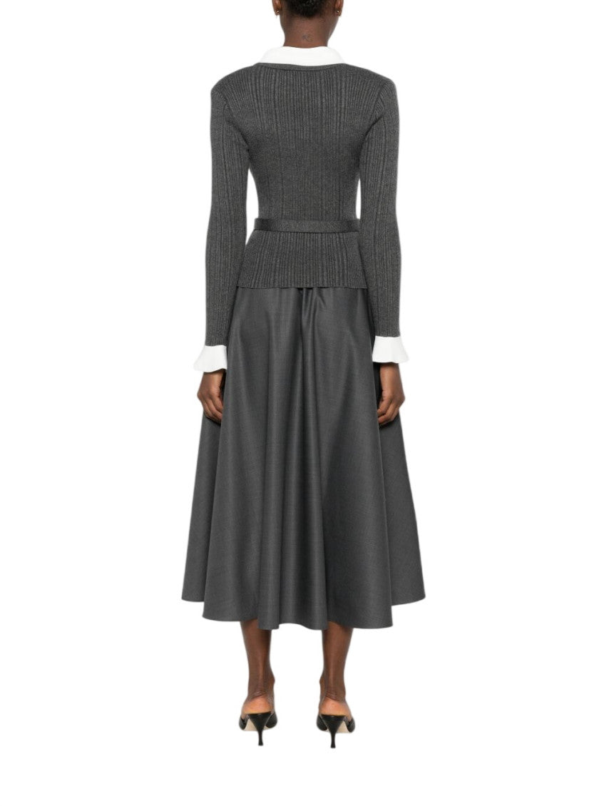 Grey Solid V Neck Maxi Dress 3