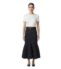 Blue Solid Midi Skirt 1