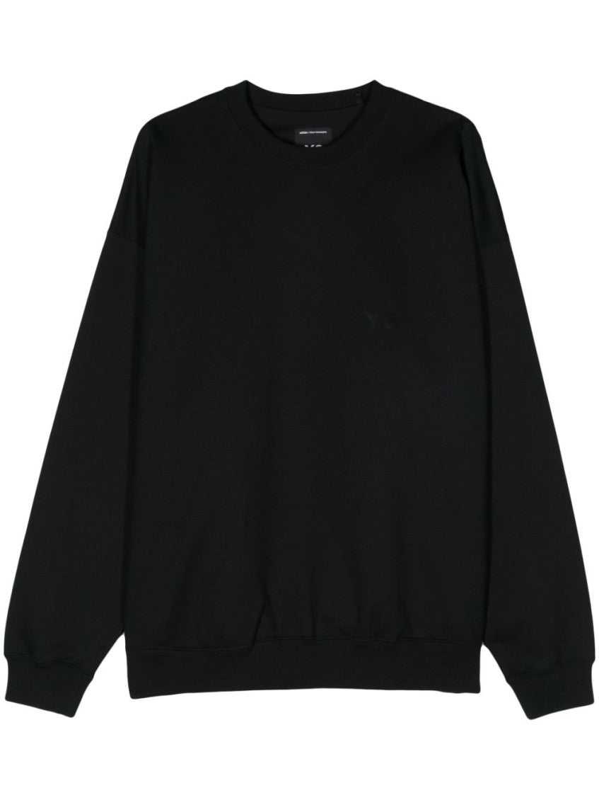 Black Solid Crew Neck Sweatshirt 1