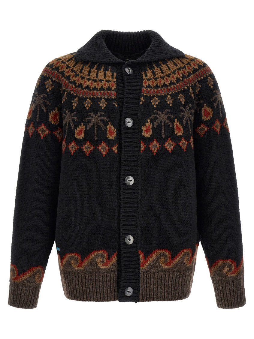 Black Relaxed Jacquard Cardigan 1