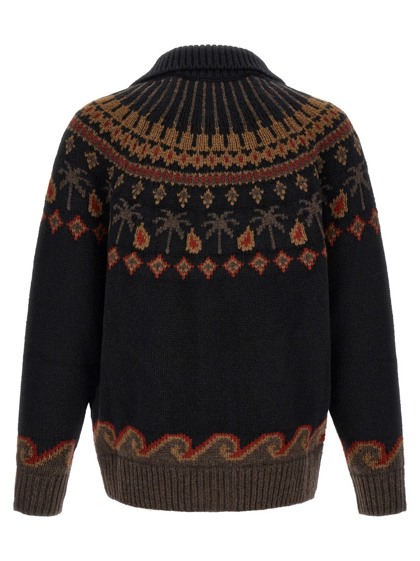Black Relaxed Jacquard Cardigan 2